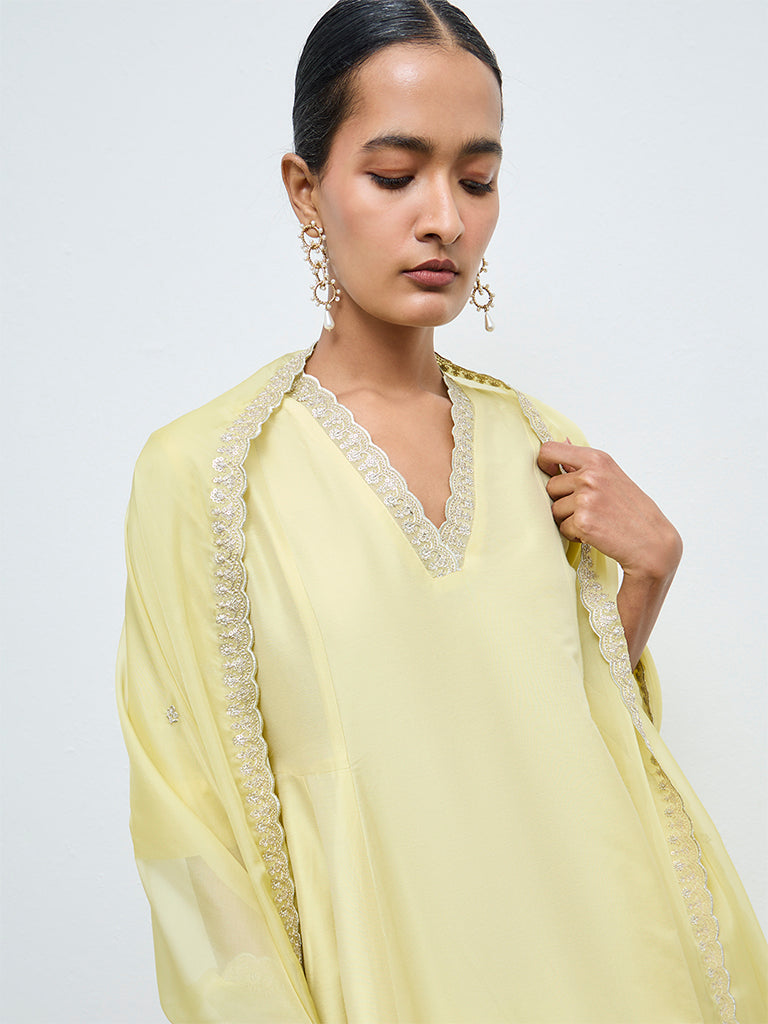Vark Lemon Anarkali Ethnic Set