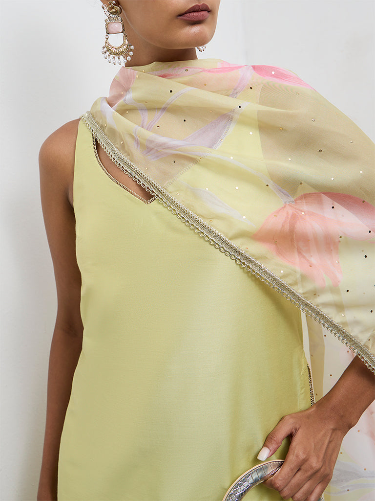Vark Lime A-Line Kurta Ethnic Set