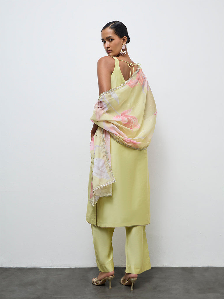 Vark Lime A-Line Kurta Ethnic Set