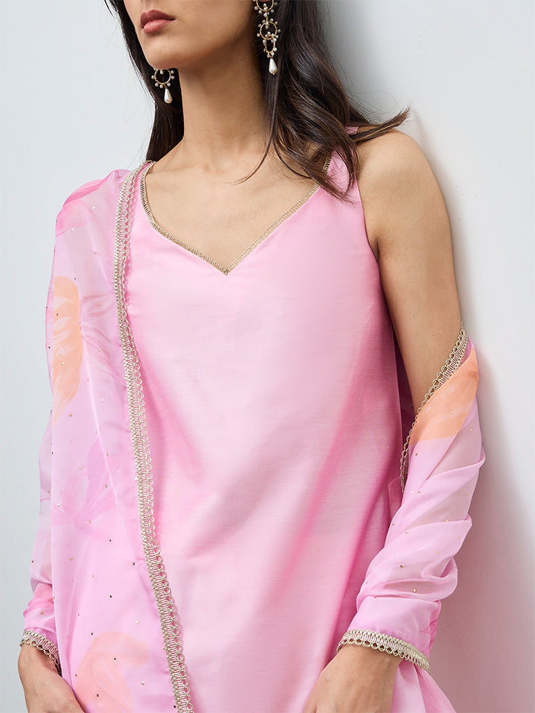 Vark Pink Solid A-Line Ethnic Set