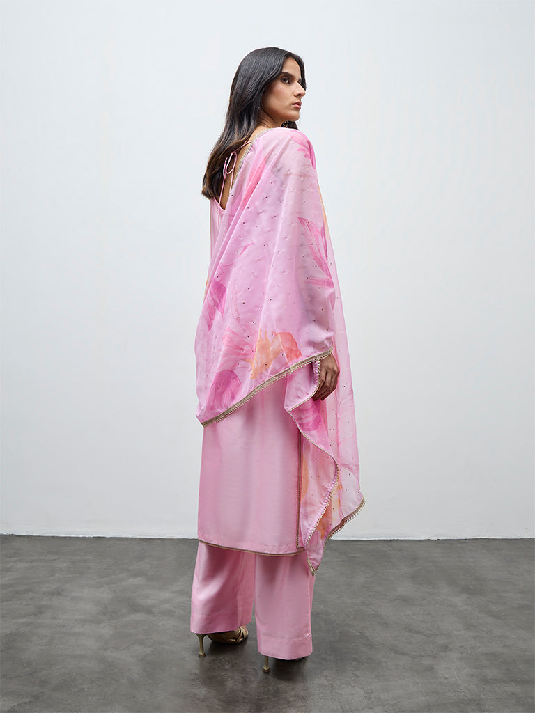 Vark Pink Solid A-Line Ethnic Set