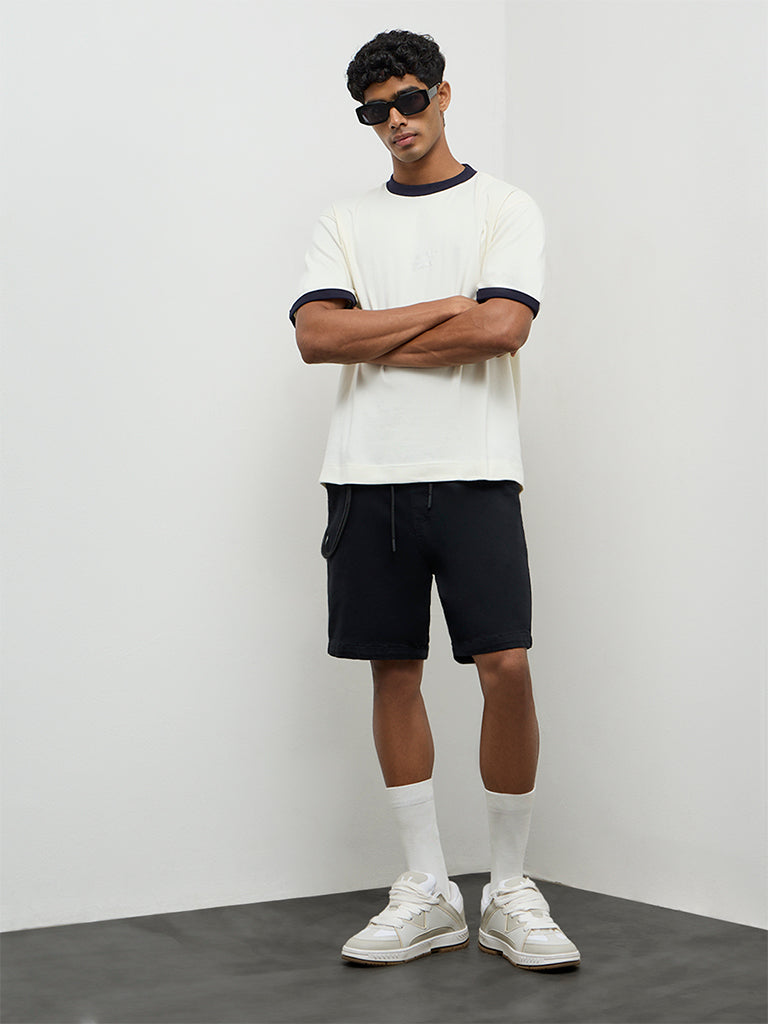 Nuon Black Relaxed-Fit Mid-Rise Shorts
