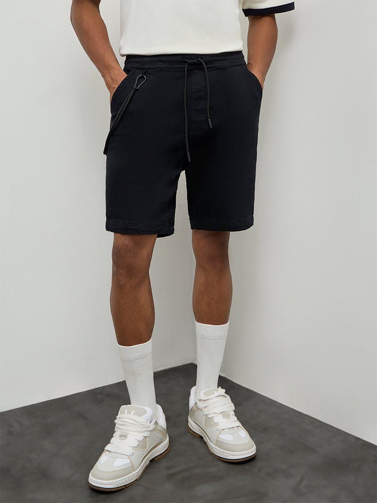 Nuon Black Relaxed-Fit Mid-Rise Shorts