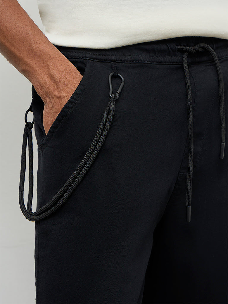 Nuon Black Relaxed-Fit Mid-Rise Shorts
