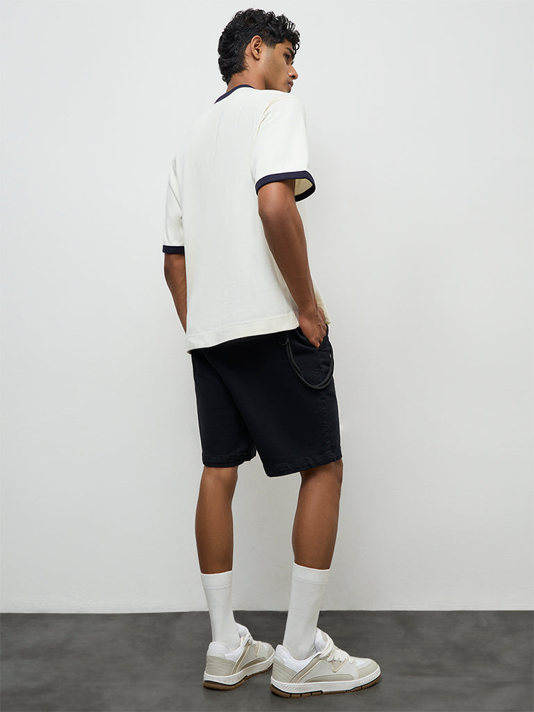 Nuon Black Relaxed-Fit Mid-Rise Shorts