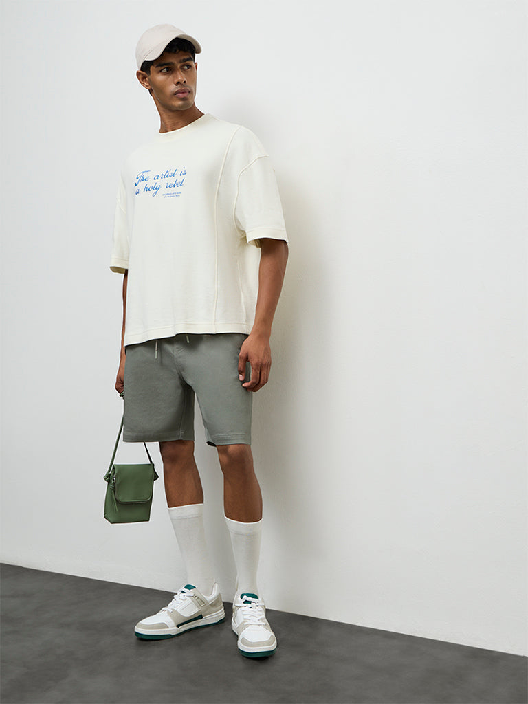Nuon Olive Relaxed-Fit Mid-Rise Shorts