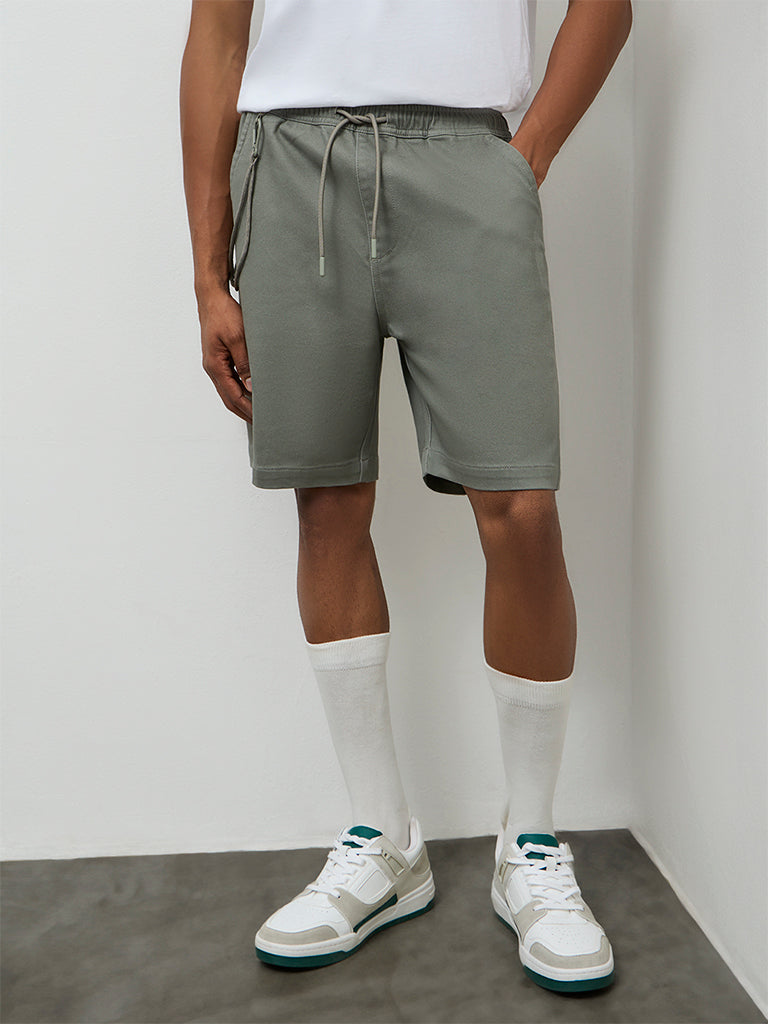 Nuon Olive Relaxed-Fit Mid-Rise Shorts