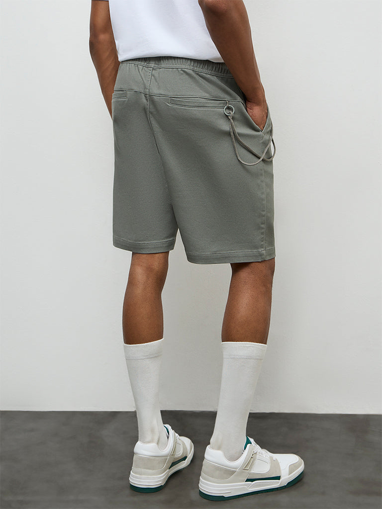 Nuon Olive Relaxed-Fit Mid-Rise Shorts