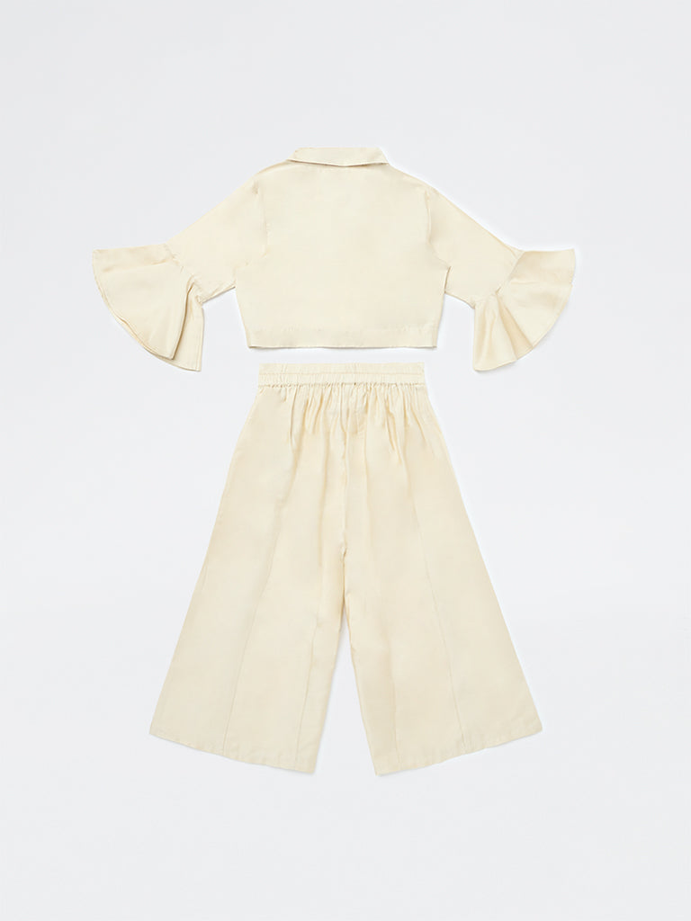 Utsa Kids Girls Ivory Embroidered Co-ord Set - (2-8 yrs)