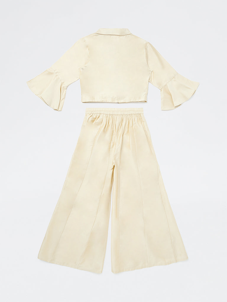 Utsa Kids Girls Ivory Embroidered Co-ord Set - (8-14 yrs)