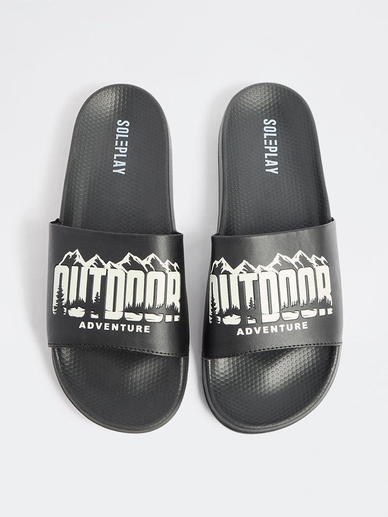 SOLEPLAY Black Printed Pool Slides