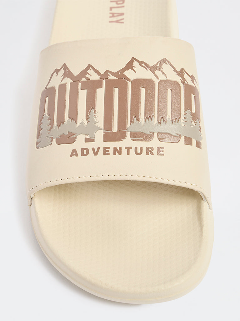SOLEPLAY Beige Printed Pool Slides