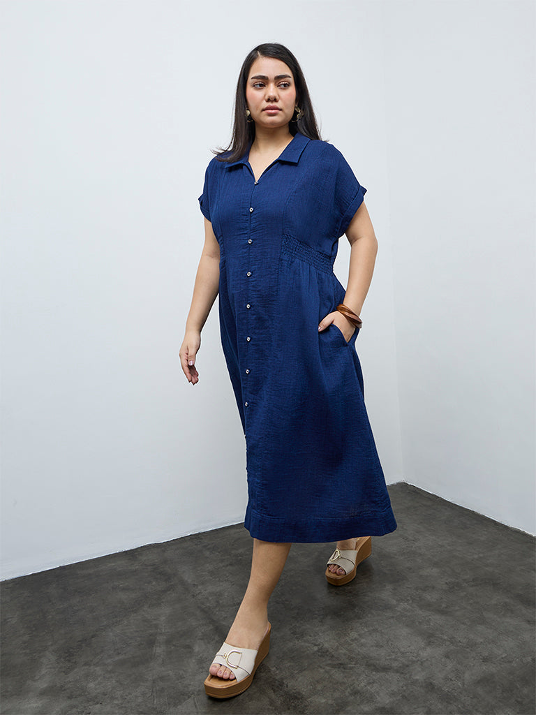 Gia Indigo Cotton A-Line Dress