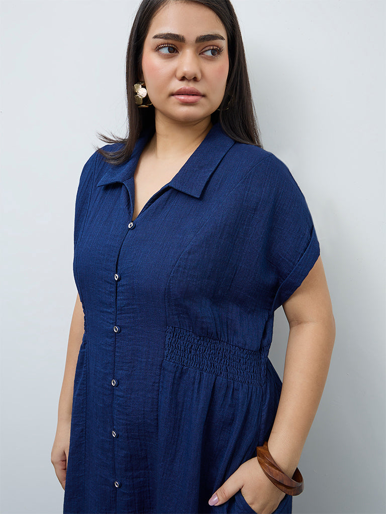 Gia Indigo Cotton A-Line Dress