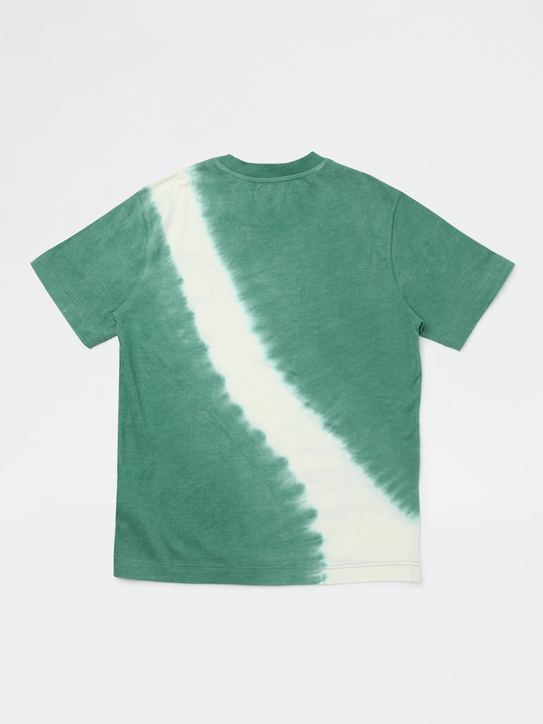 Boys Green Tie-Dye Cotton T-Shirt