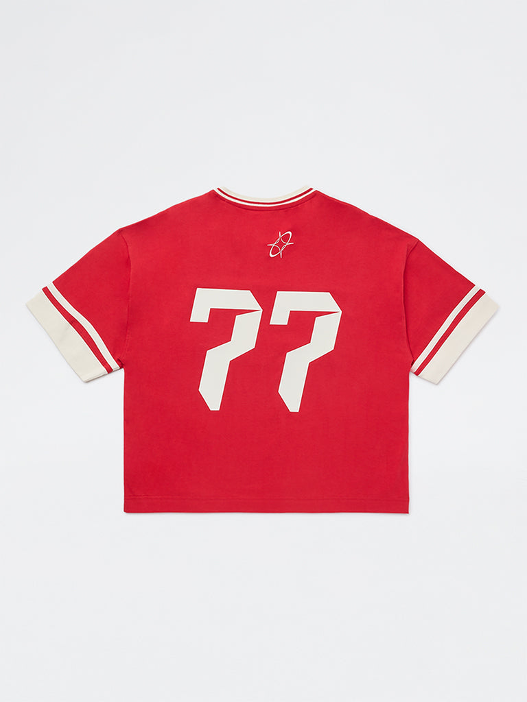 Boys Red Text Design Cotton T-Shirt
