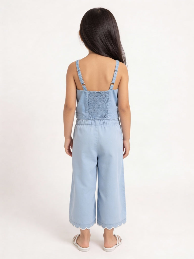 Utsa Kids Girls Blue Solid Denim Pants - (2-8 yrs)