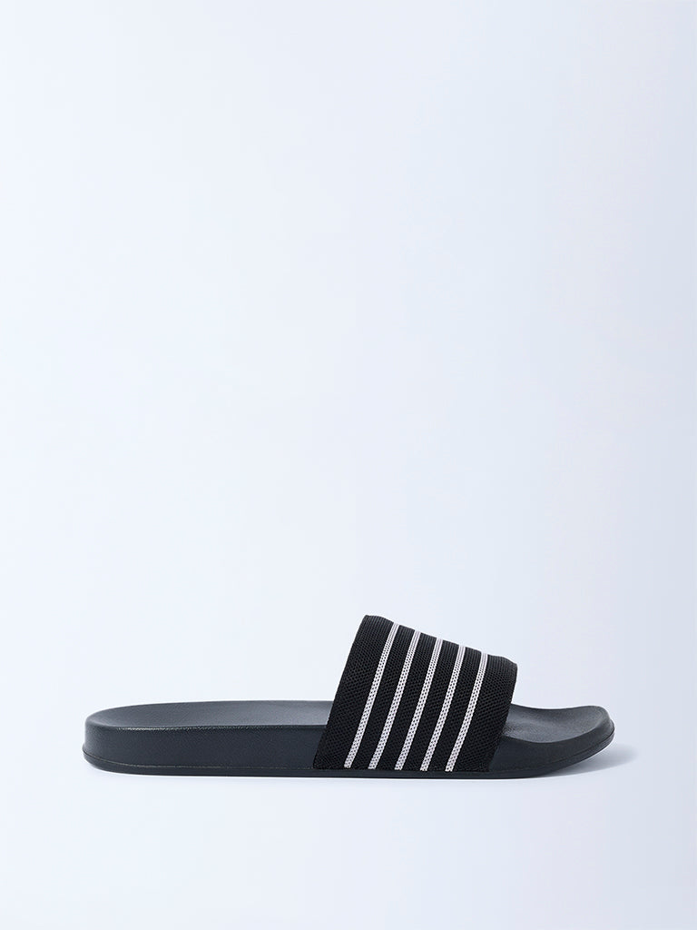 SOLEPLAY Black Stripe Detailed Pool Slides