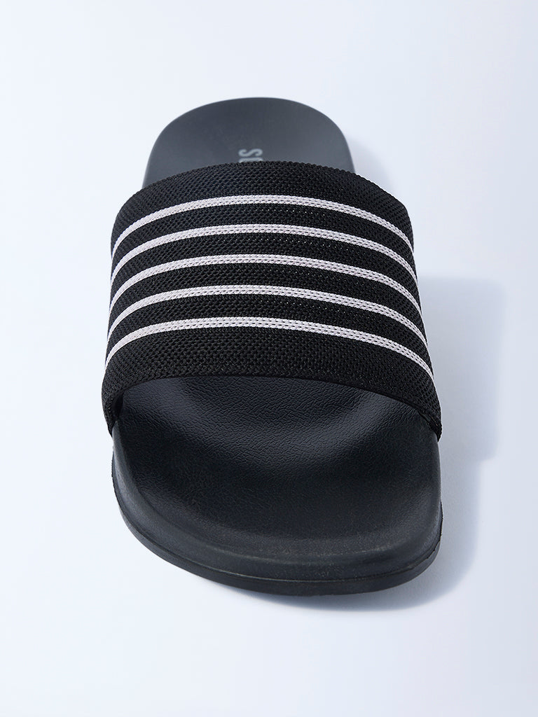 SOLEPLAY Black Stripe Detailed Pool Slides