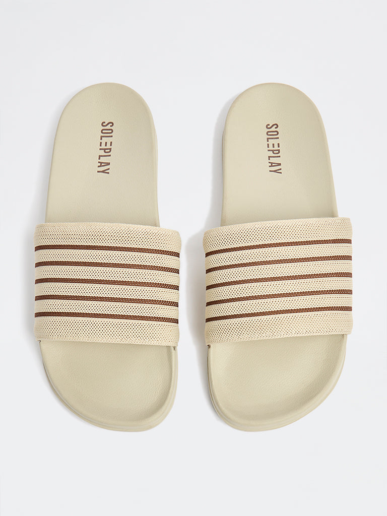 SOLEPLAY Off-White Striped Pool Slides