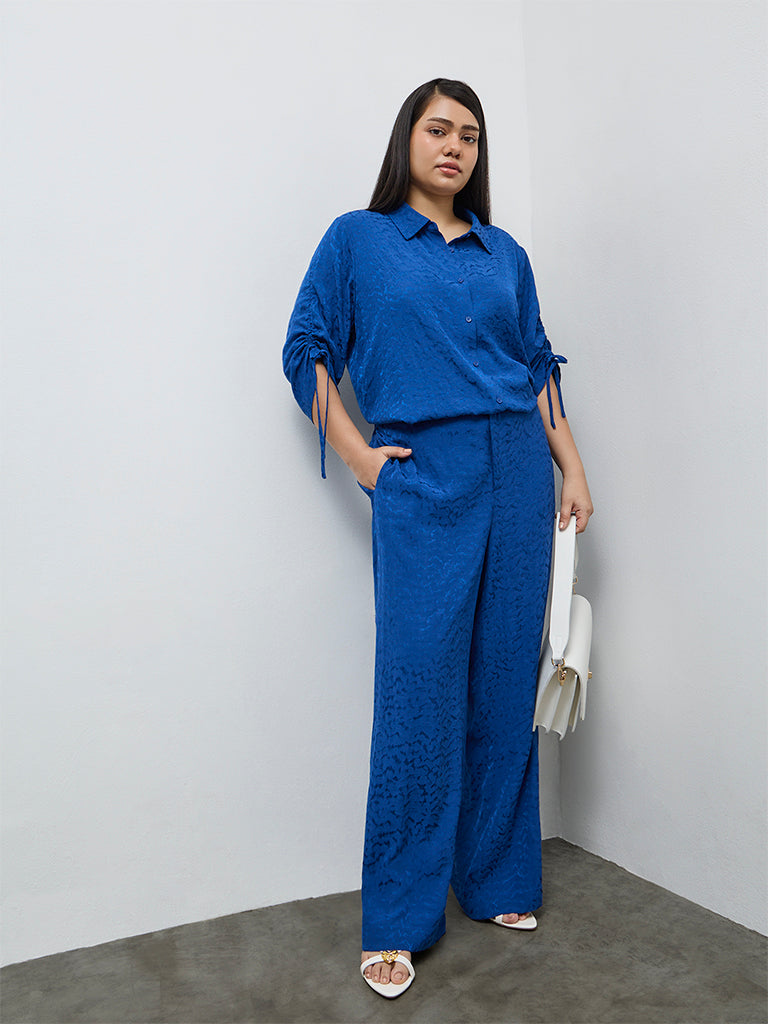Gia Blue Self-Textured Blouse