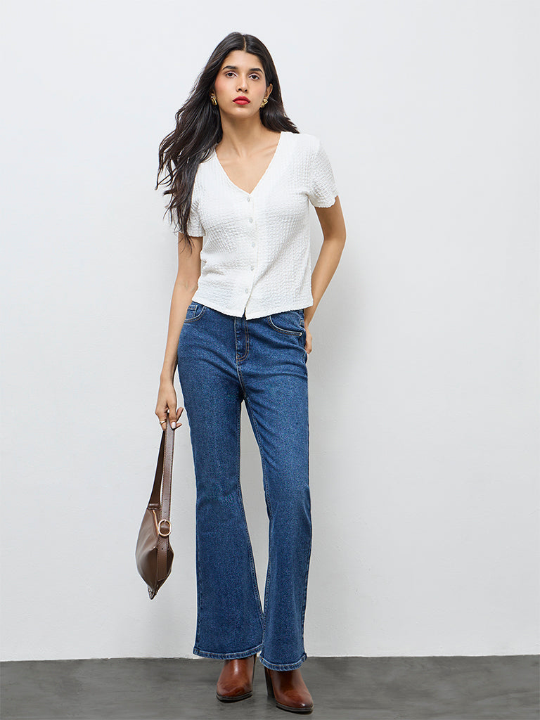 LOV White Textured Top