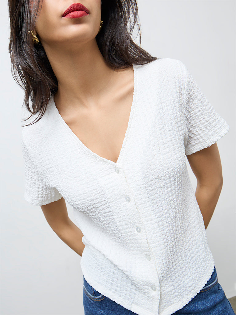 LOV White Textured Top