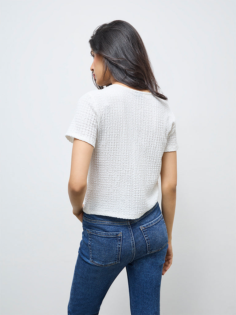 LOV White Textured Top