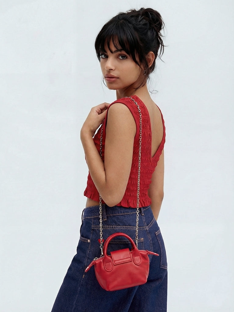 Nuon Red Contour Smocked Top