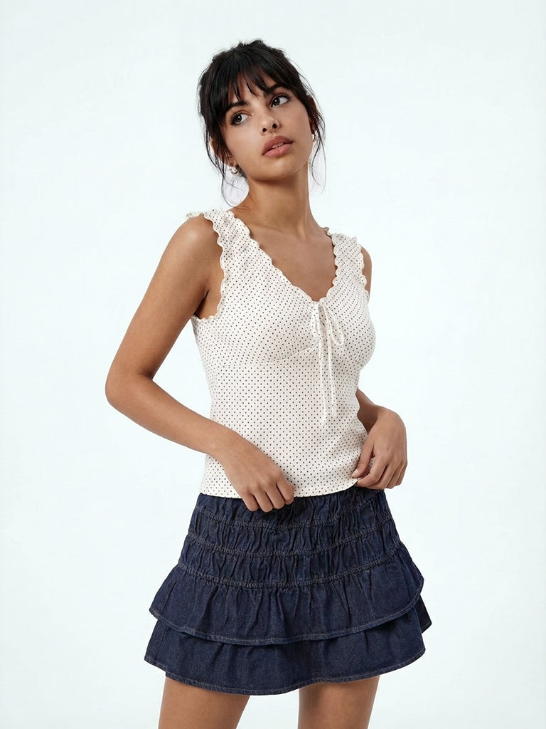 Nuon White Polka Dot Top