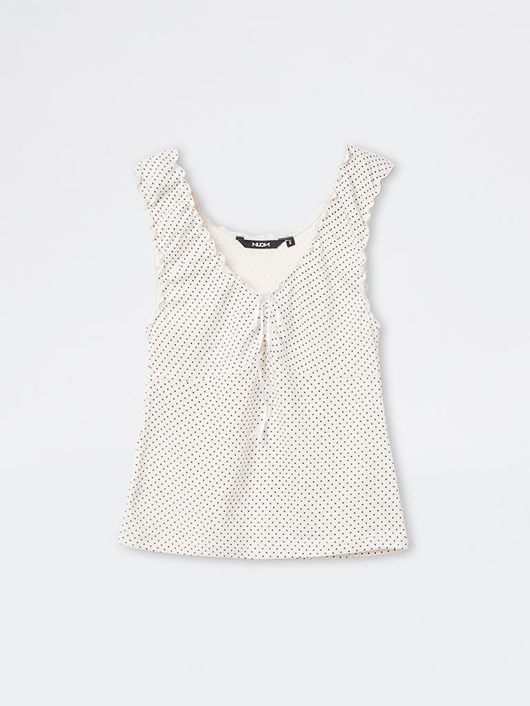 Nuon White Polka Dot Top