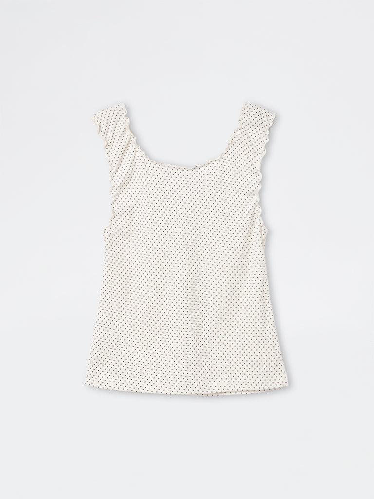 Nuon White Polka Dot Top