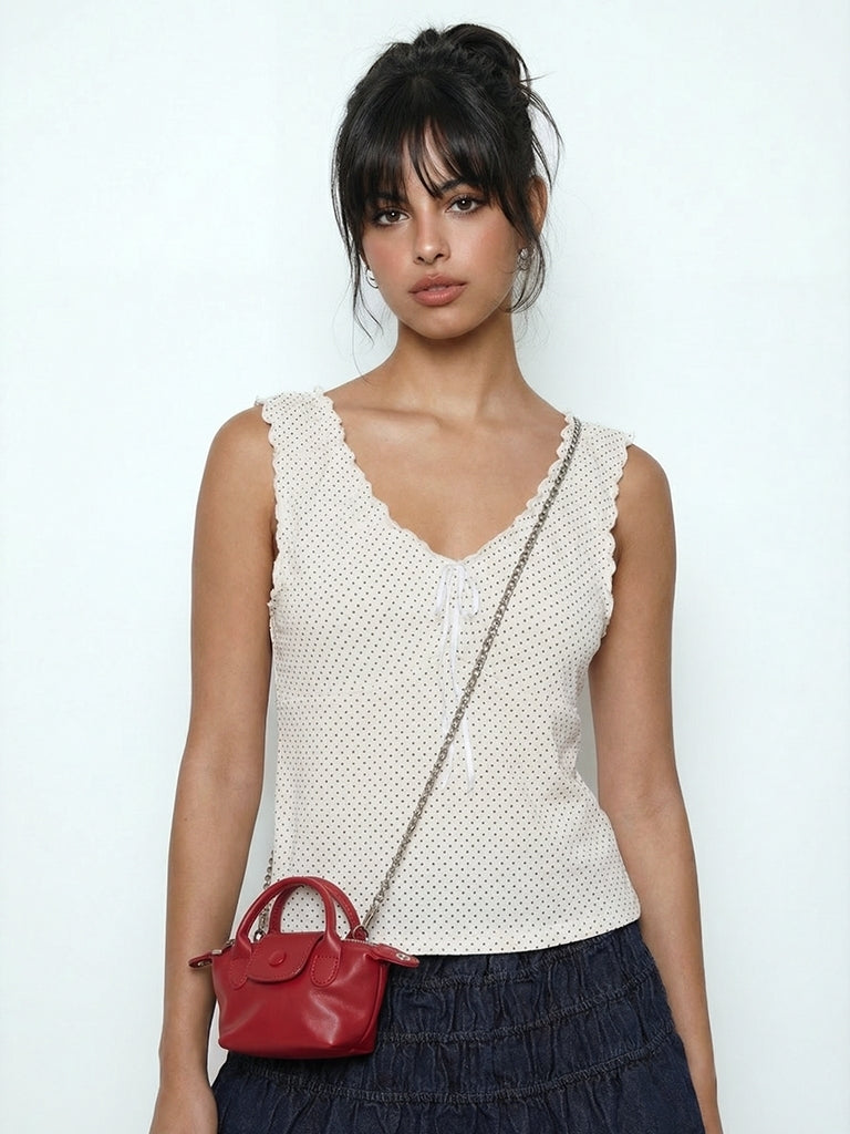 Nuon White Polka Dot Top