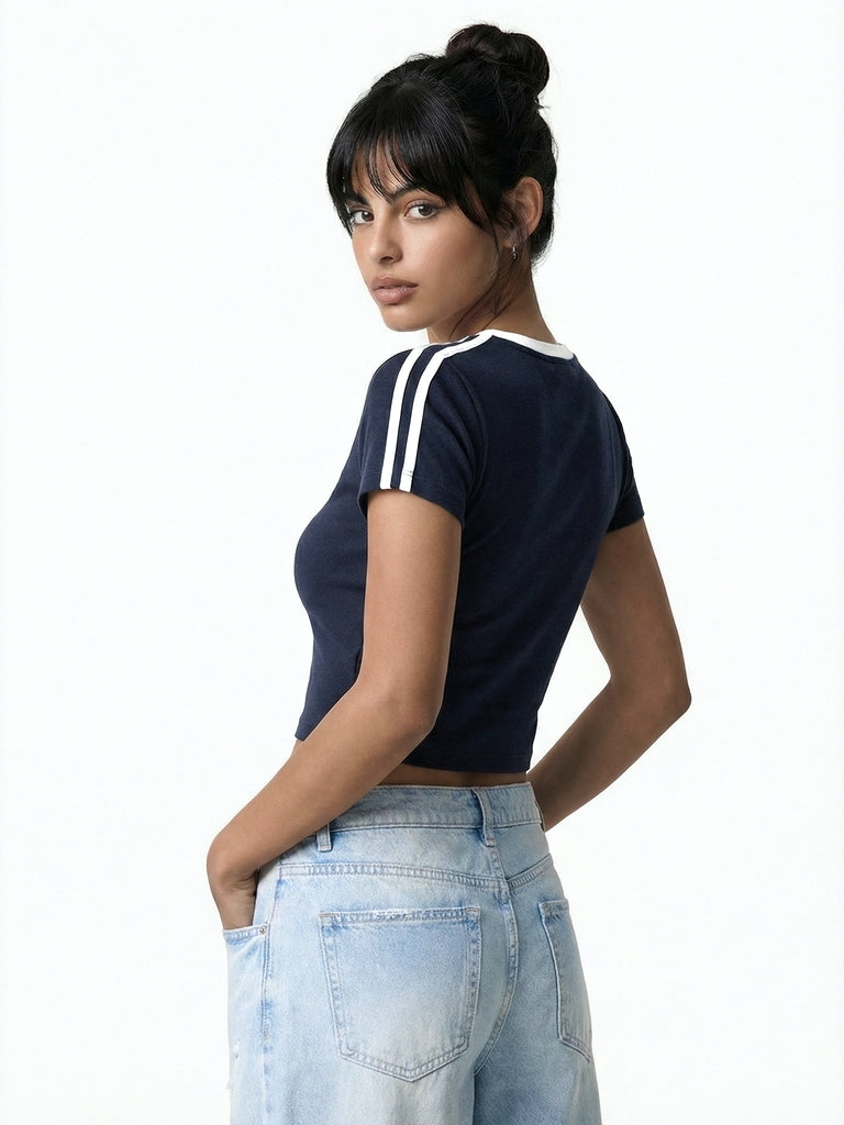 Nuon Navy Graphic Cotton T-Shirt