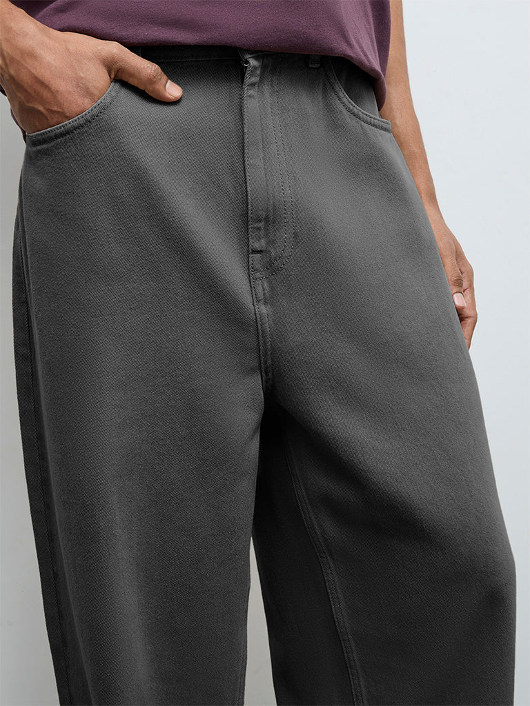Nuon Charcoal Skater-Fit Mid-Rise Jeans