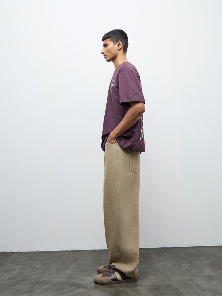 Nuon Taupe Relaxed-Fit Mid-Rise Jeans