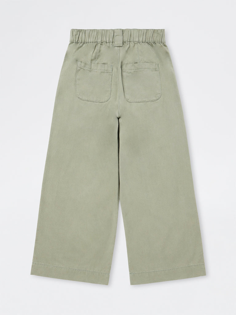 Girls Sage Green High-Rise Trousers
