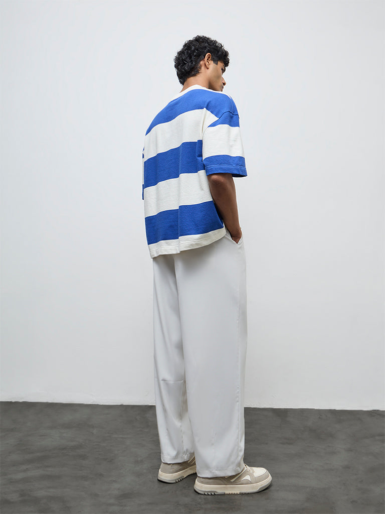 Nuon Ivory Solid Relaxed-Fit Mid-Rise Trousers