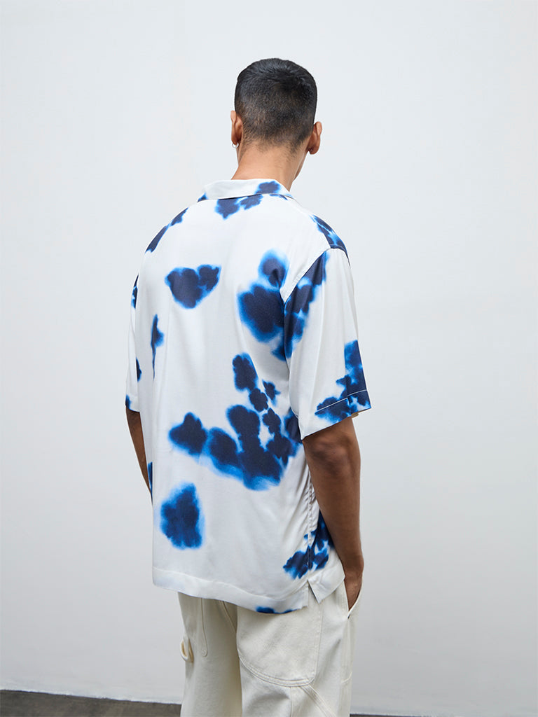 Nuon Blue Printed Relaxed Fit Shirt