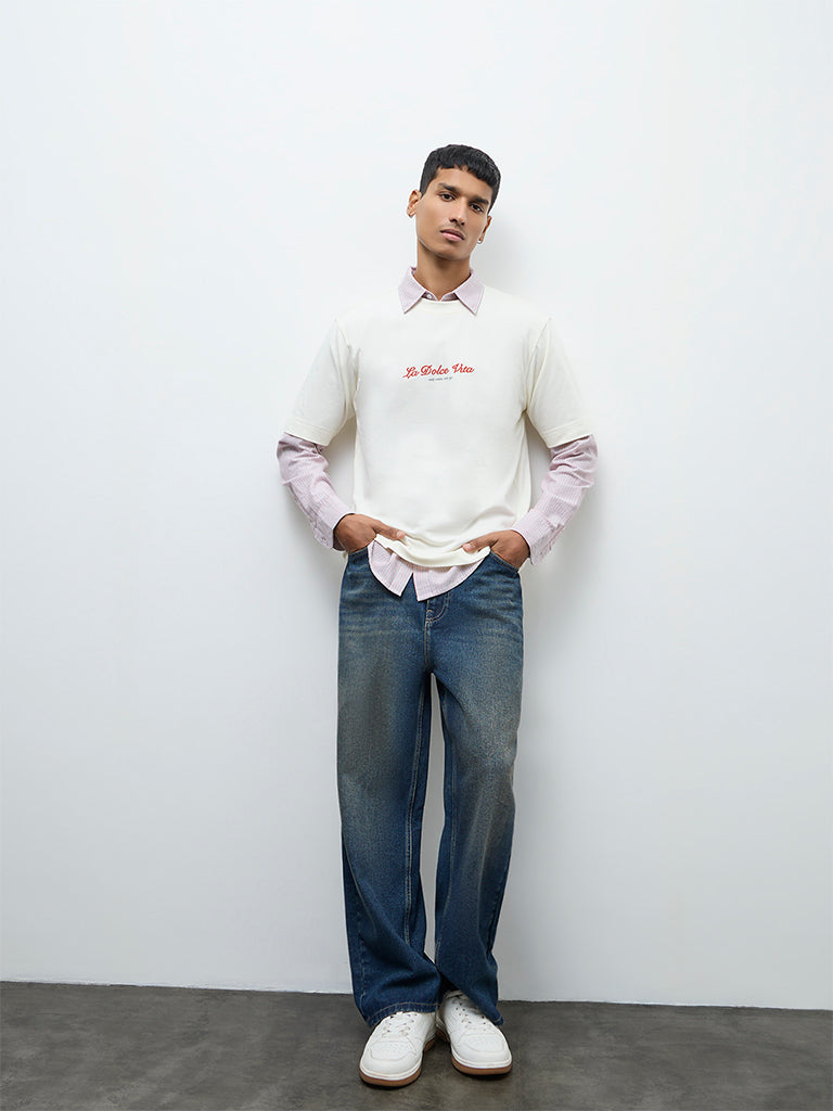 Nuon Off-White Printed Relaxed-Fit Cotton T-Shirt