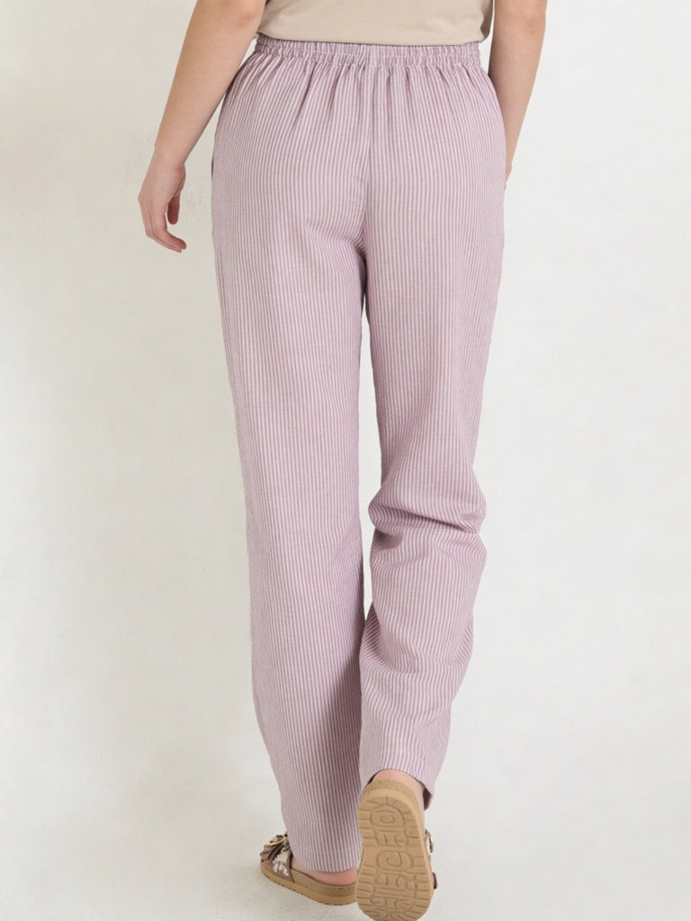 Girls Wine Striped High-Rise Pants
