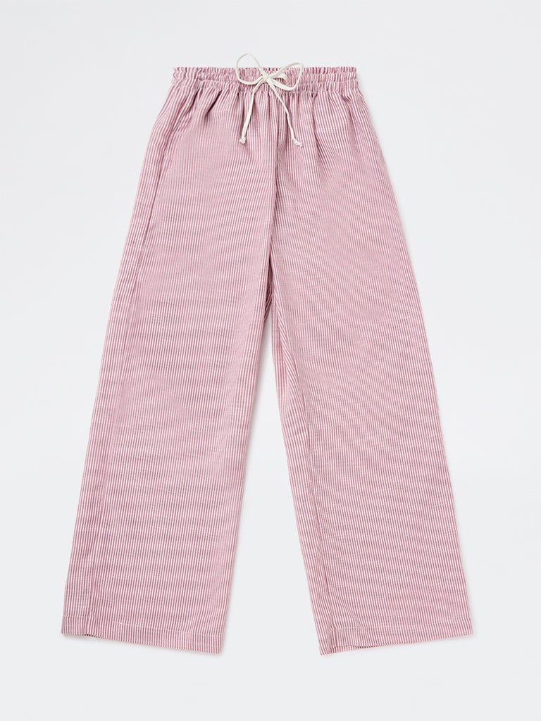 Girls Wine Striped High-Rise Pants