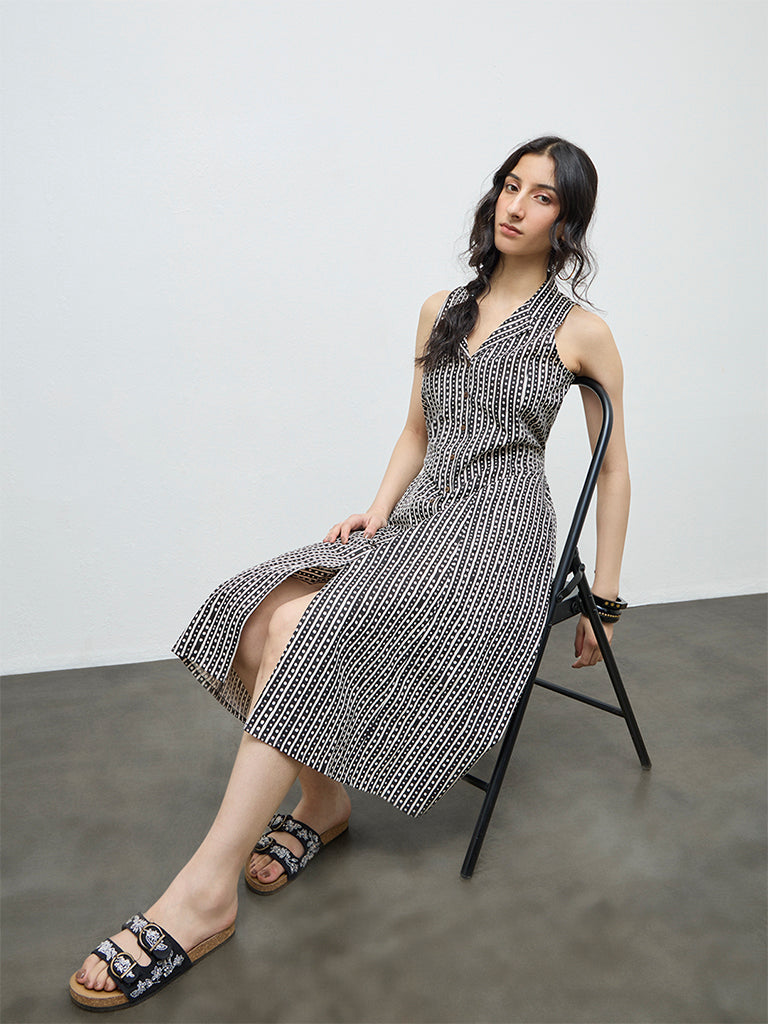 Bombay Paisley Off-White Printed Cotton-Blend Shirt Dress