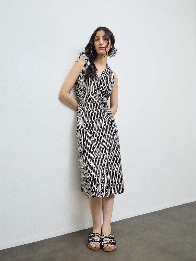 Bombay Paisley Off-White Printed Cotton-Blend Shirt Dress