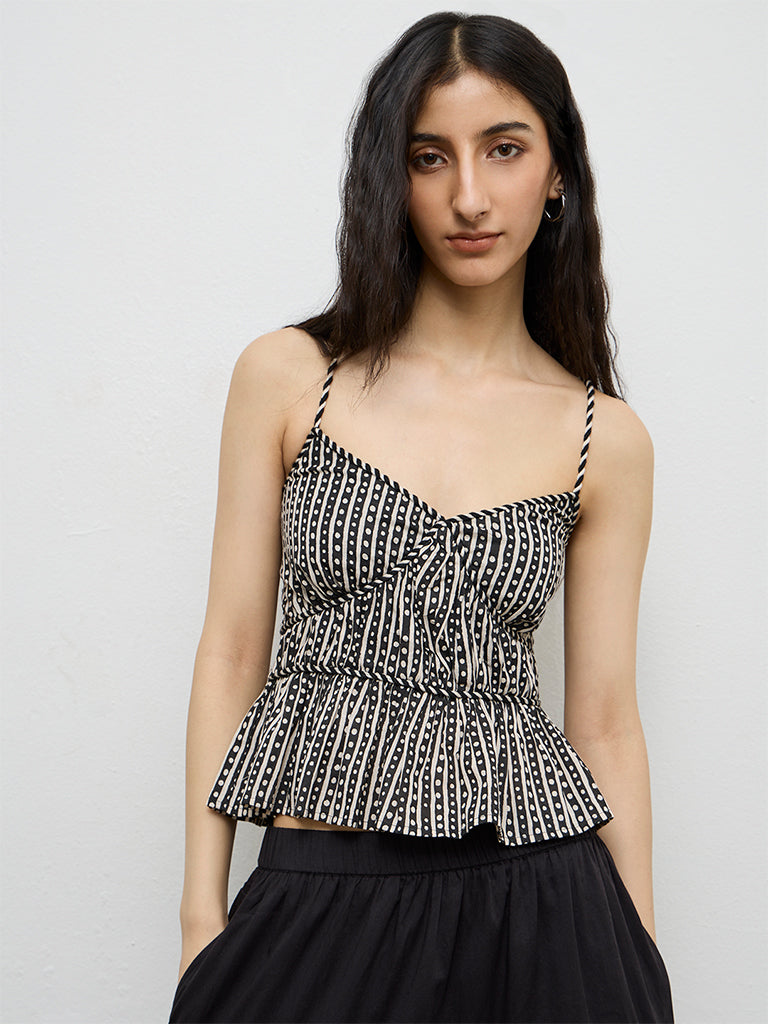 Bombay Paisley Off-White Stripe-Printed Top