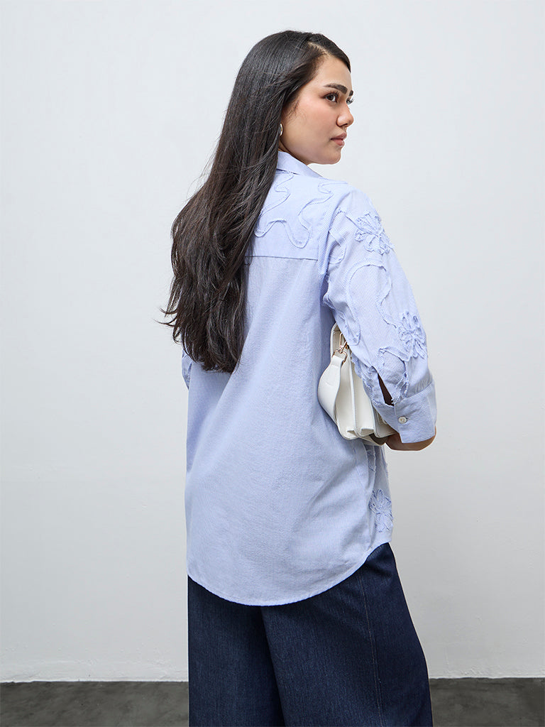 Gia Blue Textured Cotton Shirt