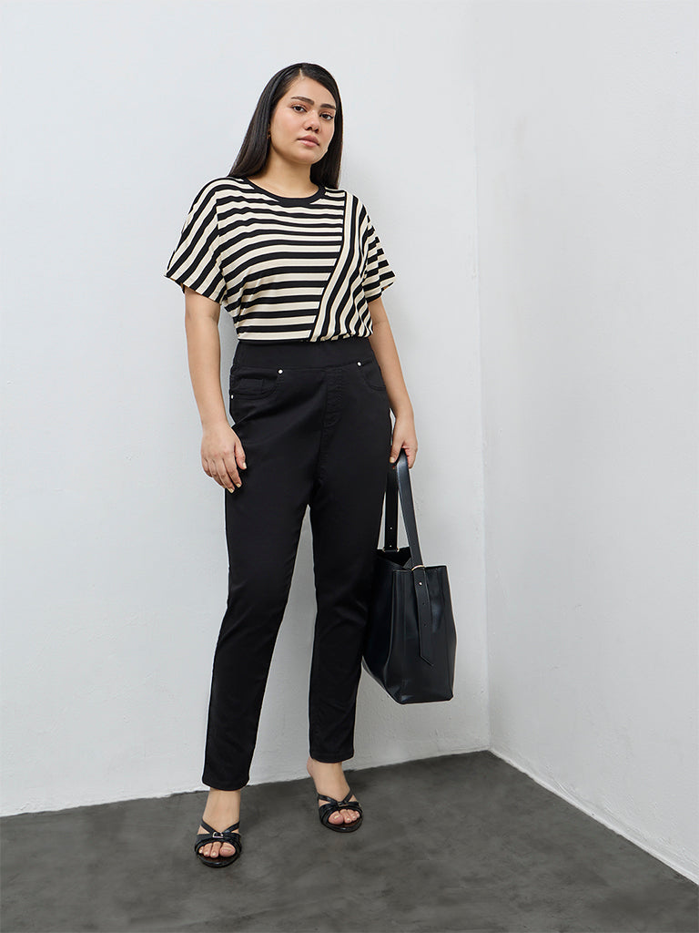 Gia Black Solid High-Rise Cotton-Blend Jeggings