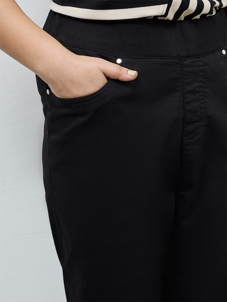 Gia Black Solid High-Rise Cotton-Blend Jeggings