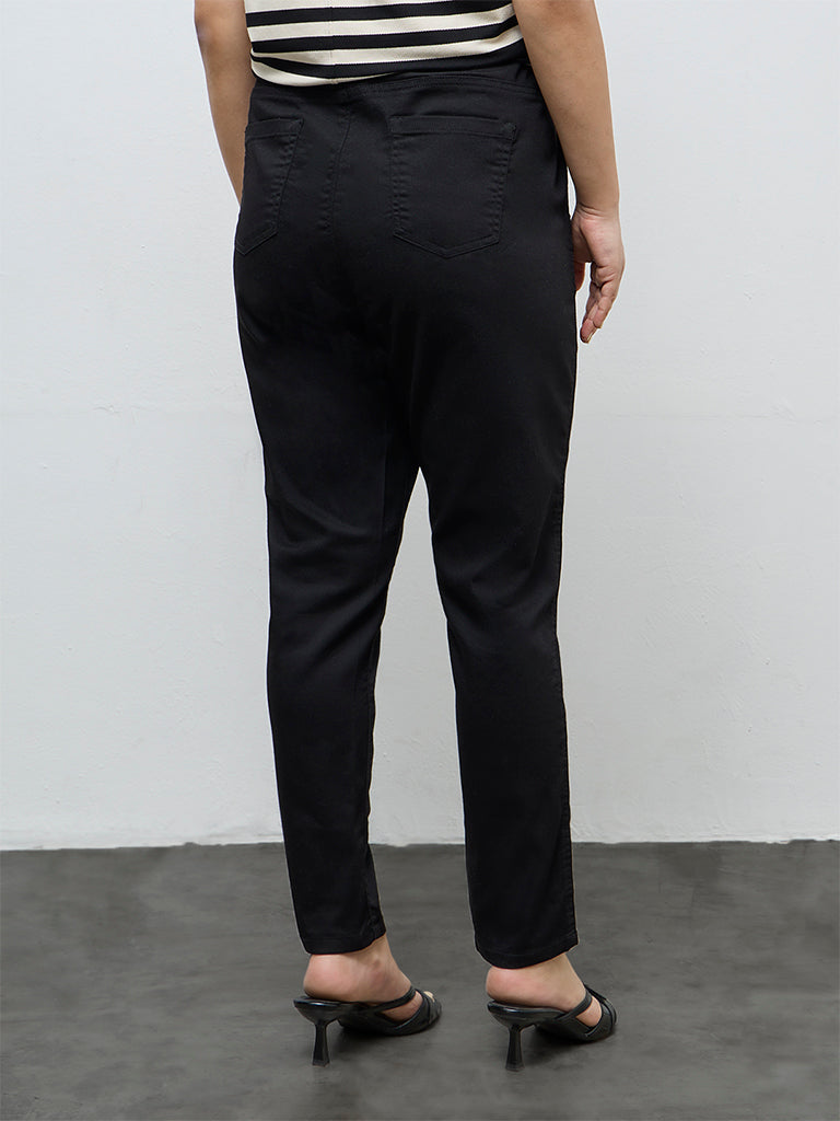 Gia Black Solid High-Rise Cotton-Blend Jeggings