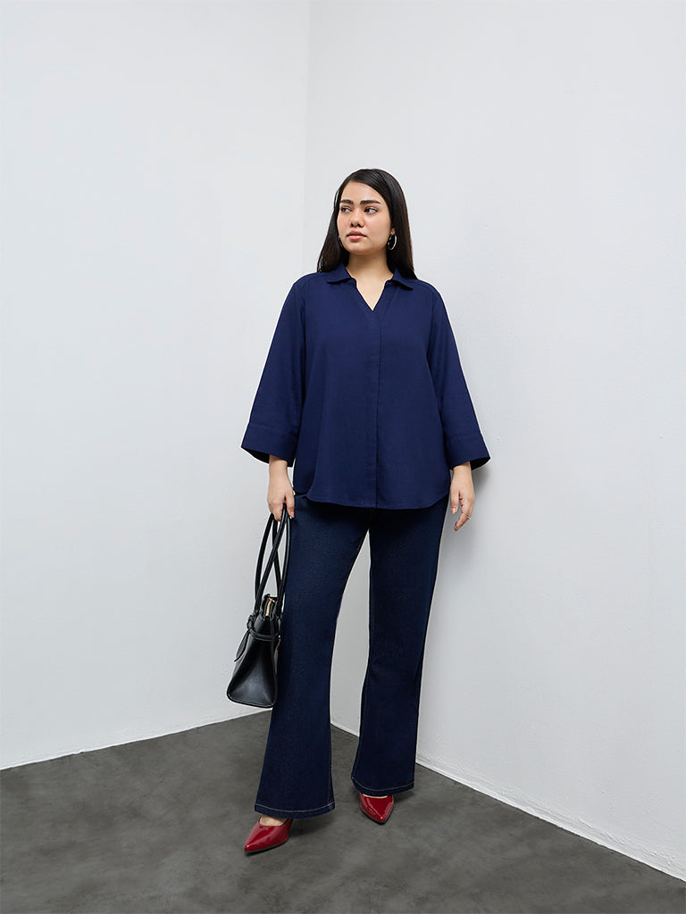 Gia Dark Blue High-Rise Bootcut Jeans